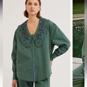 Fontaine Blouse - Stripe damson dammer